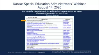 Kansas Special Education Administrators Webinar  August 14, 2020  One mark of a great