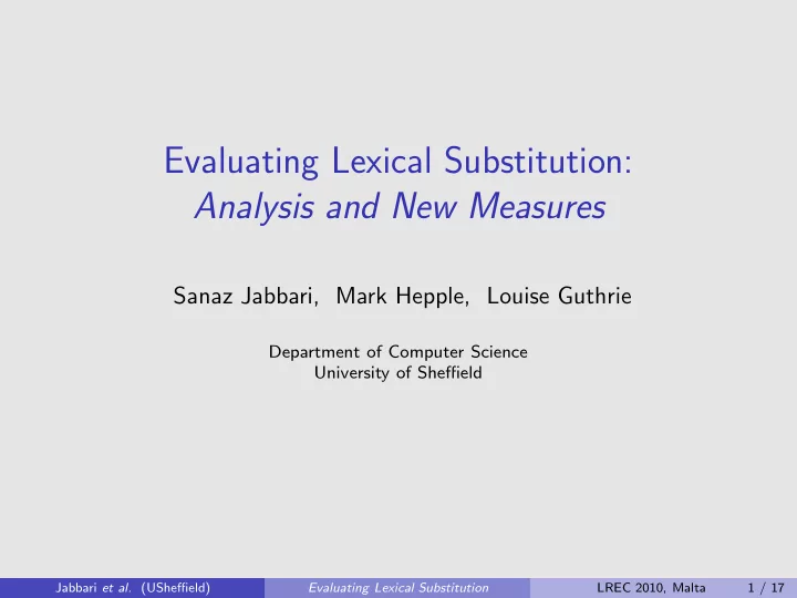 evaluating lexical substitution analysis and new measures