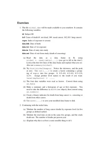 Exercises 1. The file nickel.dat will be made available to you somehow. It contains  the following