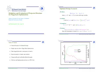 Optimal Design Scenario  Problem:  Definition and Evaluation of Projected Hessians Min f ( y, u