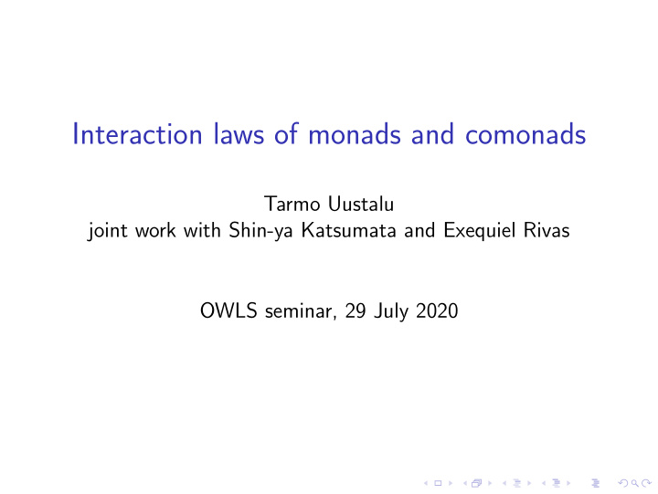 interaction laws of monads and comonads