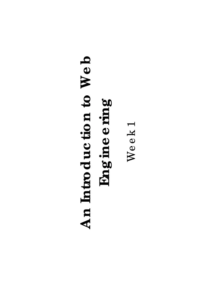 an introduc tion to we b eng ine e ring