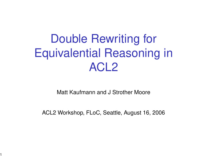double rewriting for equivalential reasoning in acl2