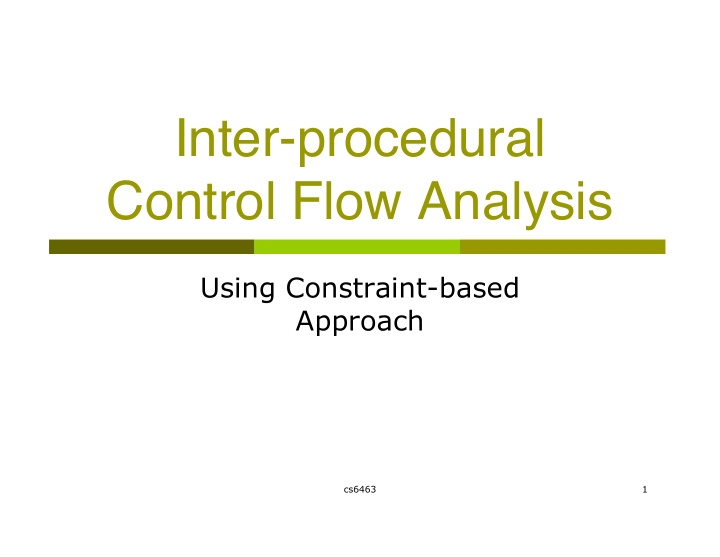 inter procedural control flow analysis