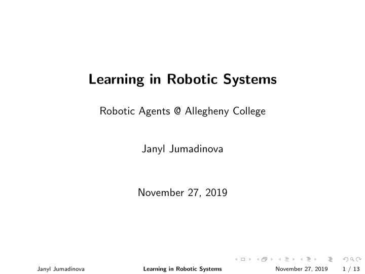 learning in robotic systems