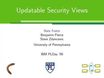 Updatable Security Views  Nate Foster  Benjamin Pierce  Steve Zdancewic  University of Pennsylvania
