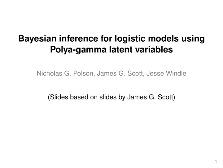 bayesian inference for logistic models using polya gamma