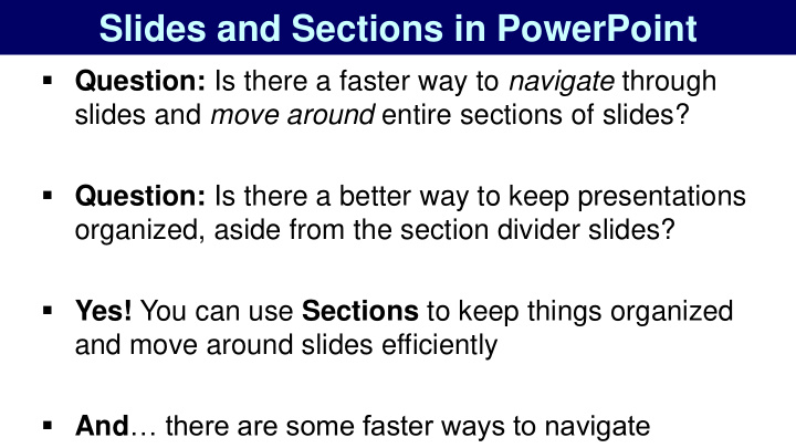 slides and sections in powerpoint