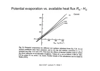 Potential evaporation vs. available heat flux R N - H G  Atm S 547  Lecture 11, Slide 1