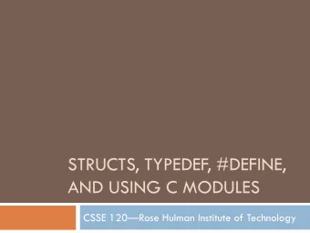 AND USING C MODULES CSSE 120  Rose Hulman Institute of Technology  Preamble: #define and typedef