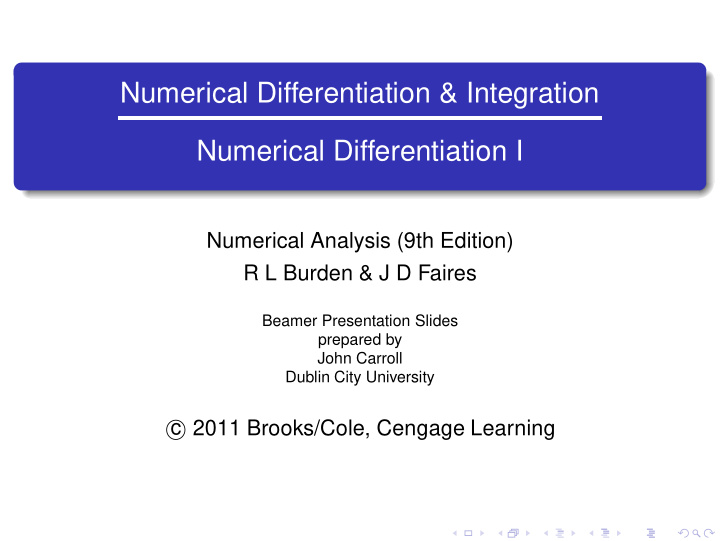 numerical differentiation integration numerical