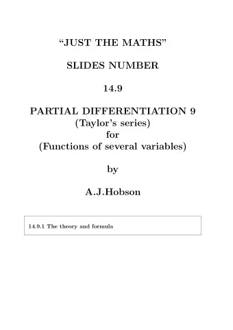 JUST THE MATHS  SLIDES NUMBER  14.9  PARTIAL DIFFERENTIATION 9  (Taylors series)  for
