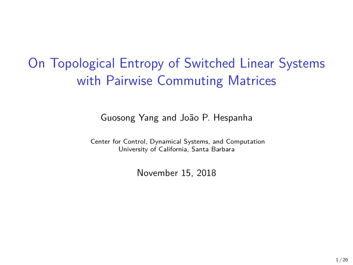 on topological entropy of switched linear systems with