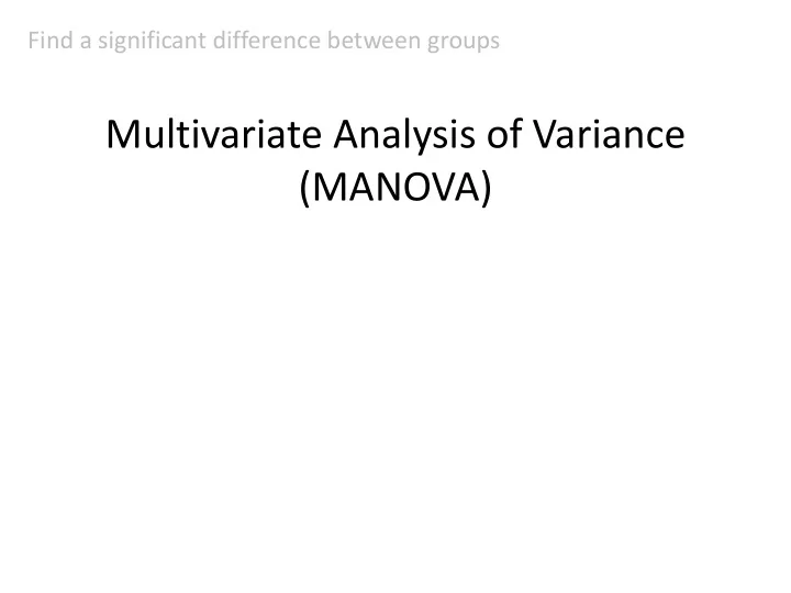 multivariate analysis of variance