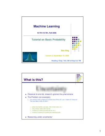 Machine Learning  Machine Learning  10  10-  -701/15  701/15-  -781, Fall 2006  781, Fall 2006