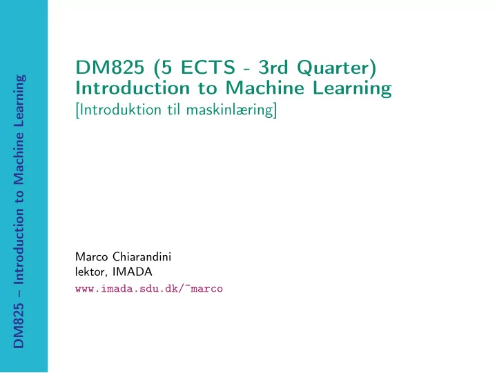 dm825 5 ects 3rd quarter