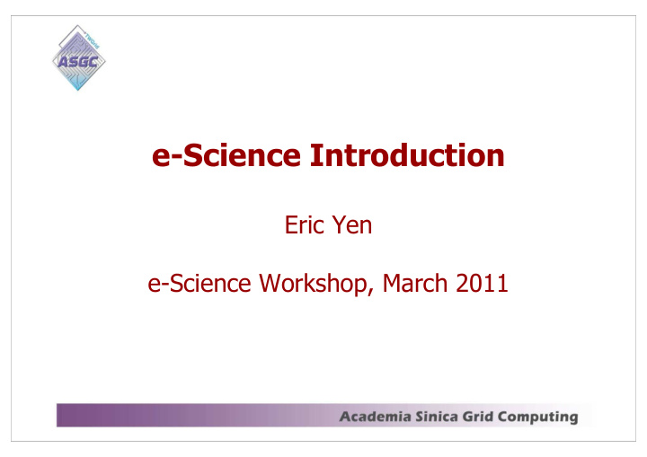 e science introduction