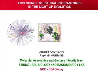 STRUCTURAL BIOLOGY AND RADIOBIOLOGY LAB  I2BC - CEA Saclay  PROTEIN INTERACTIONS AT THE HEART OF