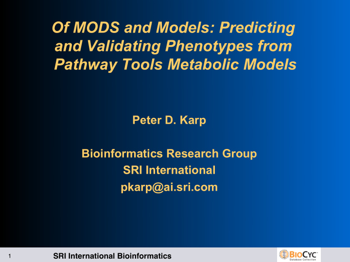 of mods and models predicting and validating phenotypes