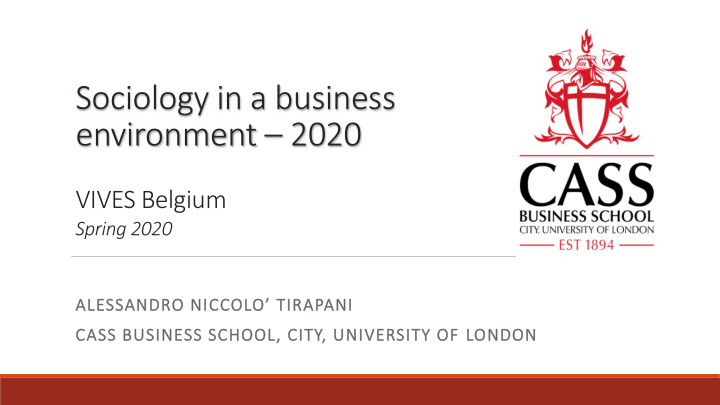 sociology in a business environment 2020