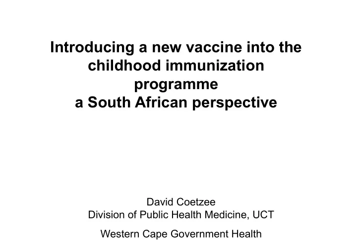 western cape government health purpose