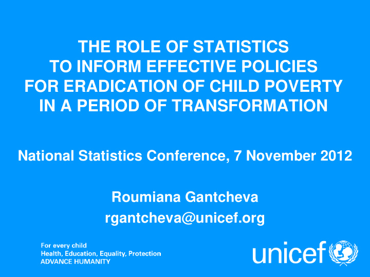 the role of statistics to inform effective policies for