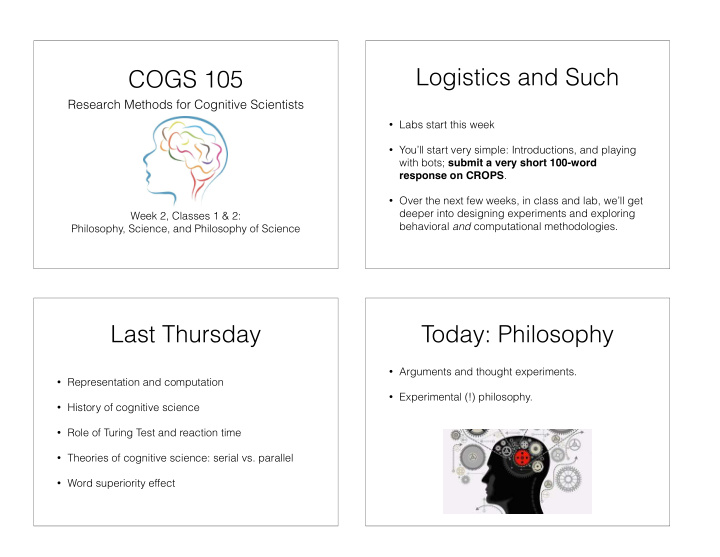 logistics and such cogs 105