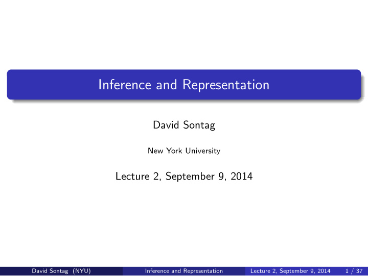 inference and representation