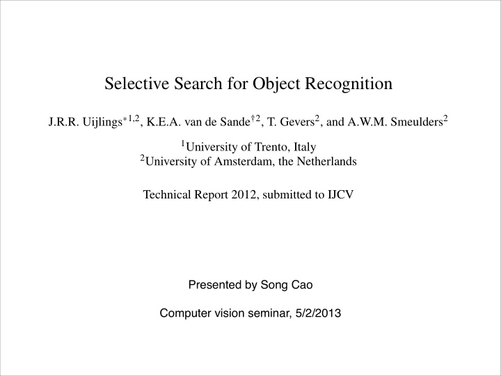 selective search for object recognition