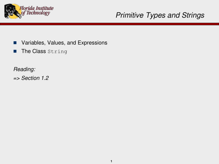 primitive types and strings