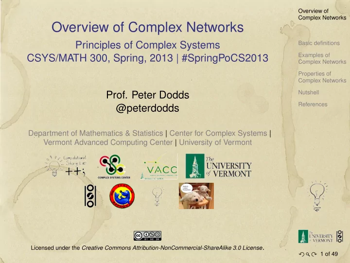 overview of complex networks
