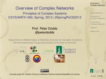 Overview of Complex Networks  Principles of Complex Systems  Basic definitions  Examples of
