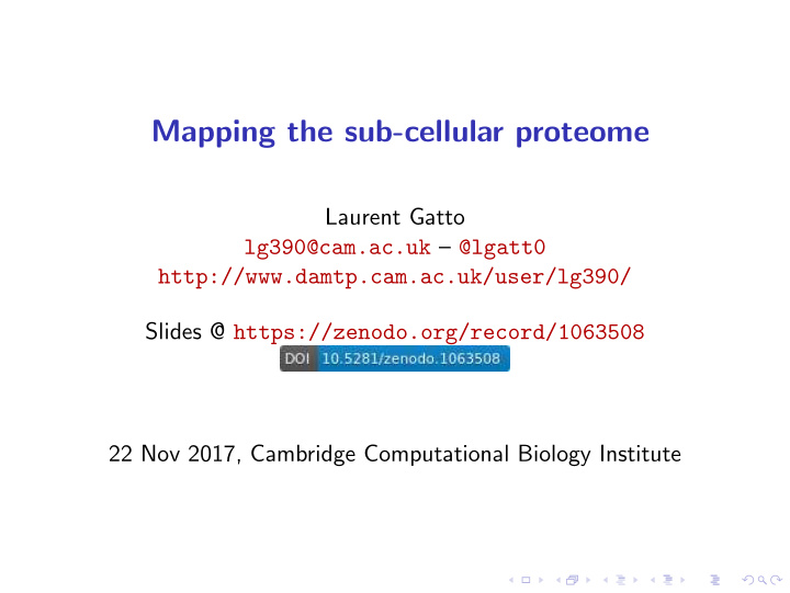mapping the sub cellular proteome