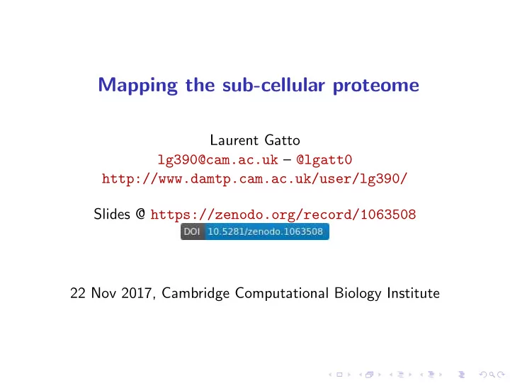 mapping the sub cellular proteome
