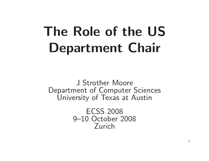 the role of the us department chair