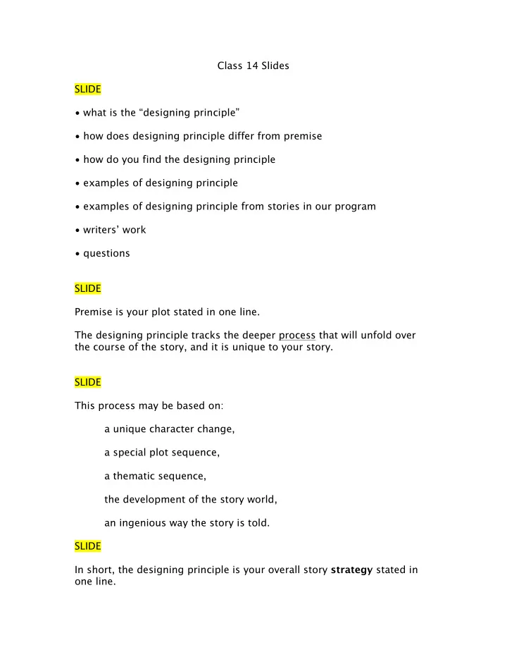 class 14 slides slide what is the designing principle how
