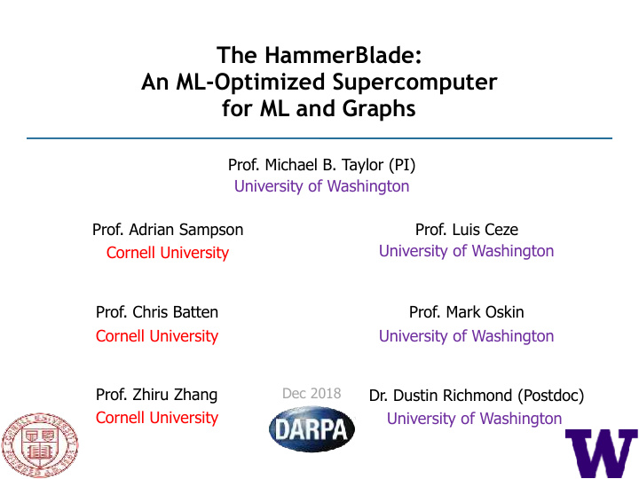 the hammerblade an ml optimized supercomputer for ml and