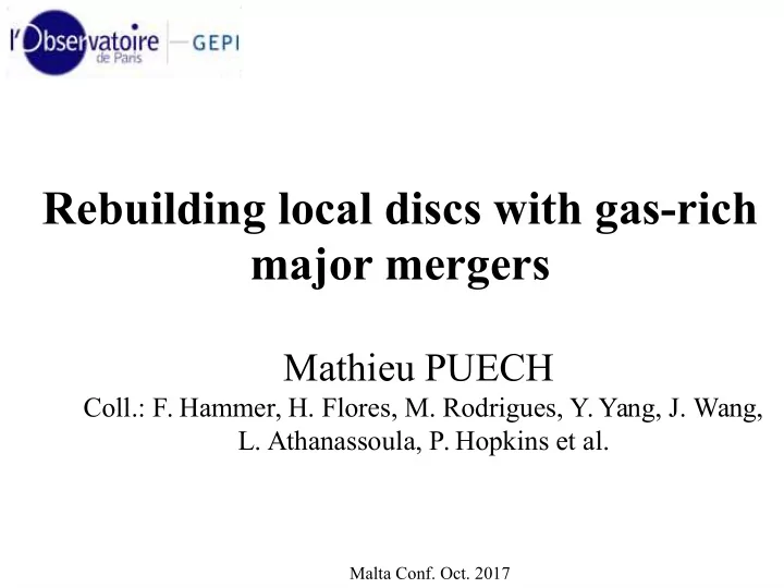 rebuilding local discs with gas rich major mergers