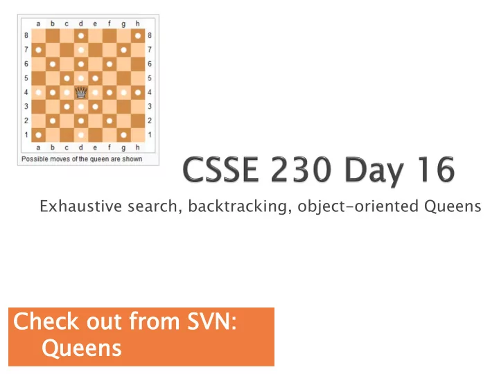 ch check out f from s svn vn queens eens exhaustive