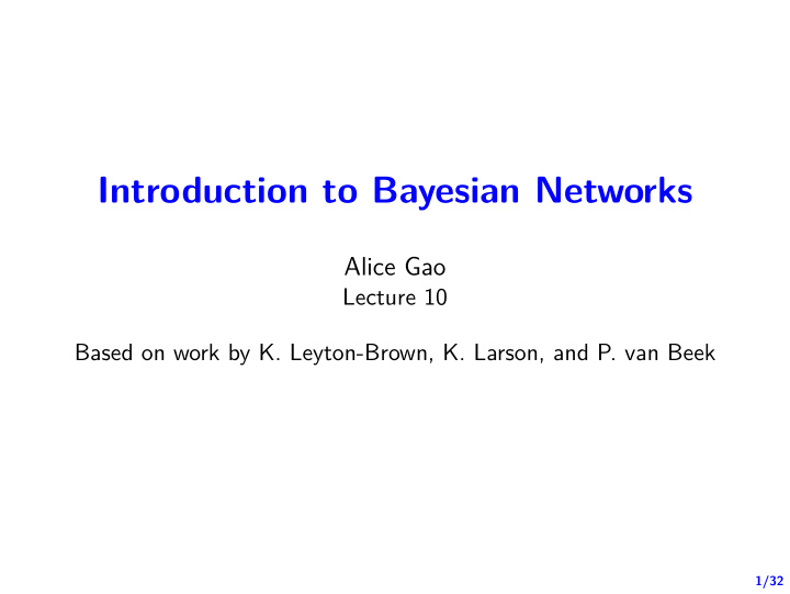 introduction to bayesian networks