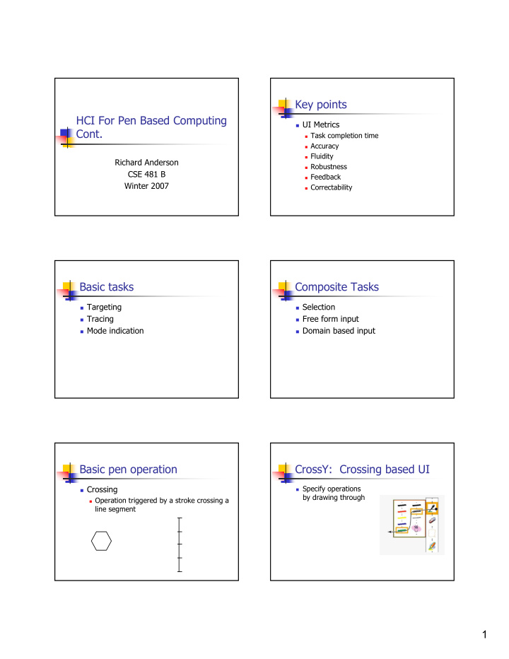 key points hci for pen based computing