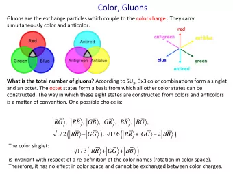 Color,  Gluons    Gluons  are  the  exchange  par1cles  which  couple