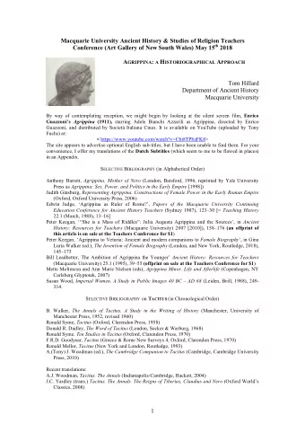 Macquarie University Ancient History &amp; Studies of Religion Teachers Conference (Art Gallery of