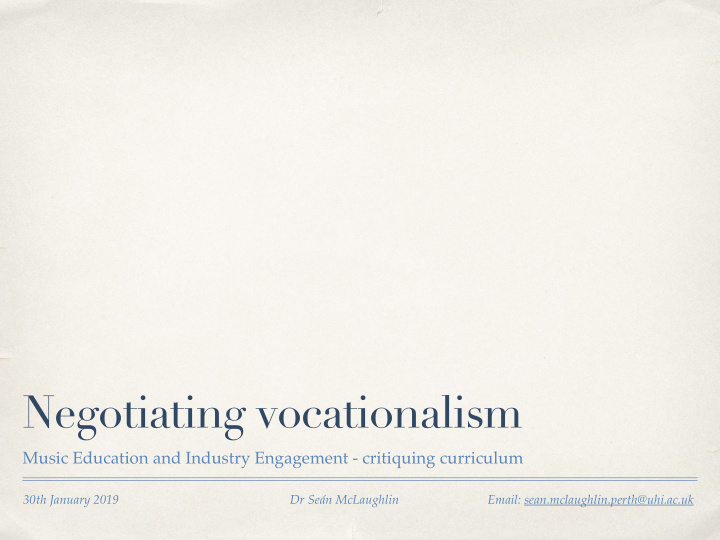 negotiating vocationalism