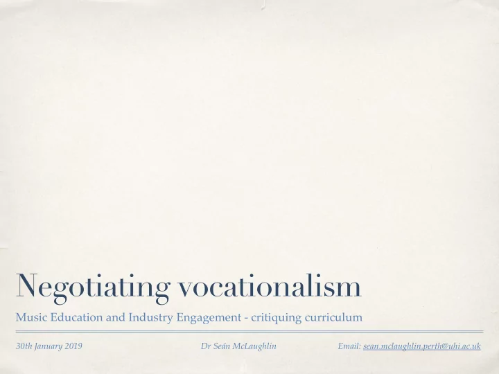 negotiating vocationalism