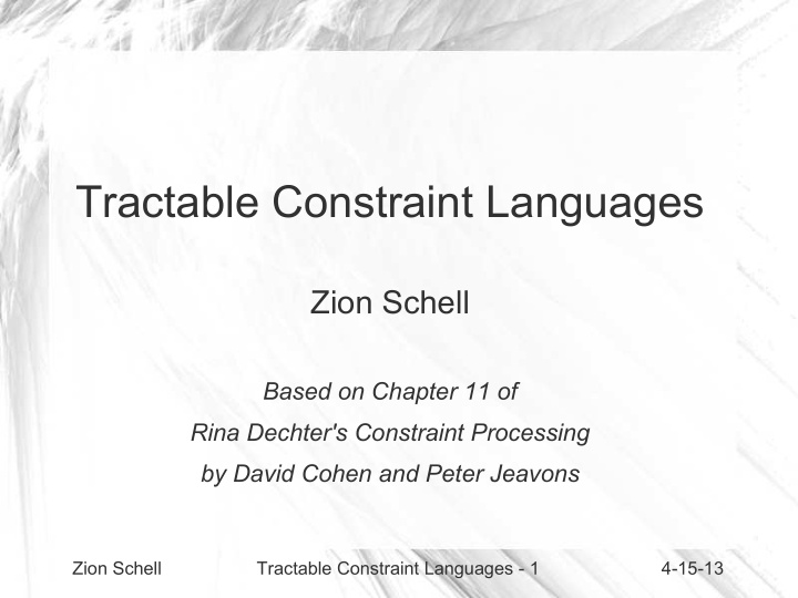 tractable constraint languages