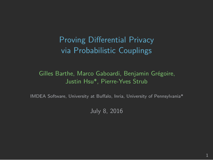 proving differential privacy via probabilistic couplings
