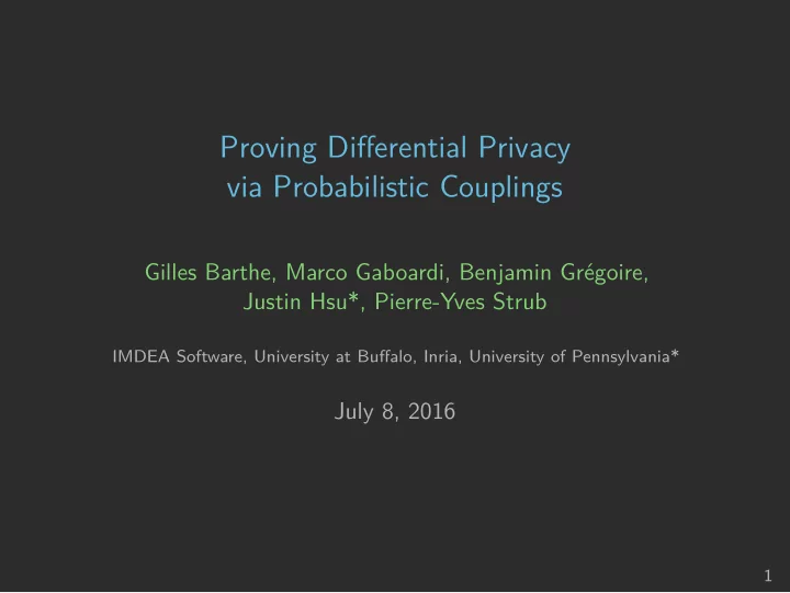 proving differential privacy via probabilistic couplings