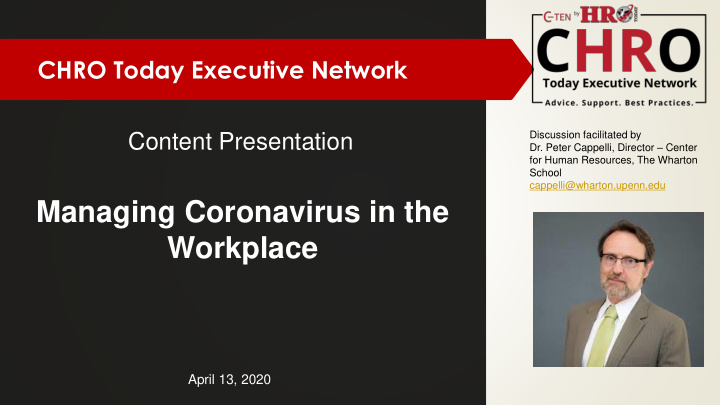 managing coronavirus in the workplace
