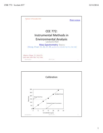 CEE 772: Instrumental Methods in Environmental Analysis Lecture #19 Mass Spectrometry: Basics